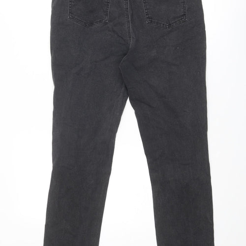 TU Womens Black Cotton Straight Jeans Size 14 Slim Zip