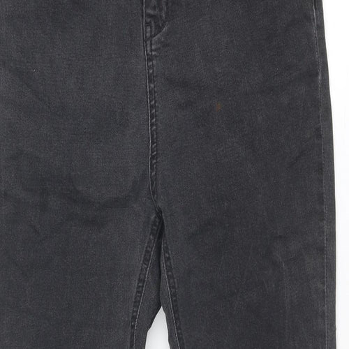 TU Womens Black Cotton Straight Jeans Size 14 Slim Zip