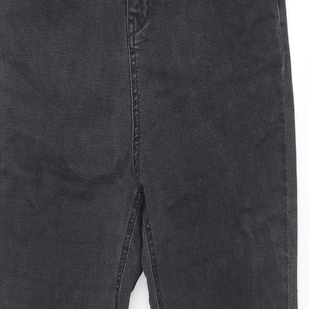 TU Womens Black Cotton Straight Jeans Size 14 Slim Zip