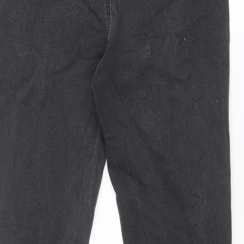 TU Womens Black Cotton Straight Jeans Size 14 Slim Zip