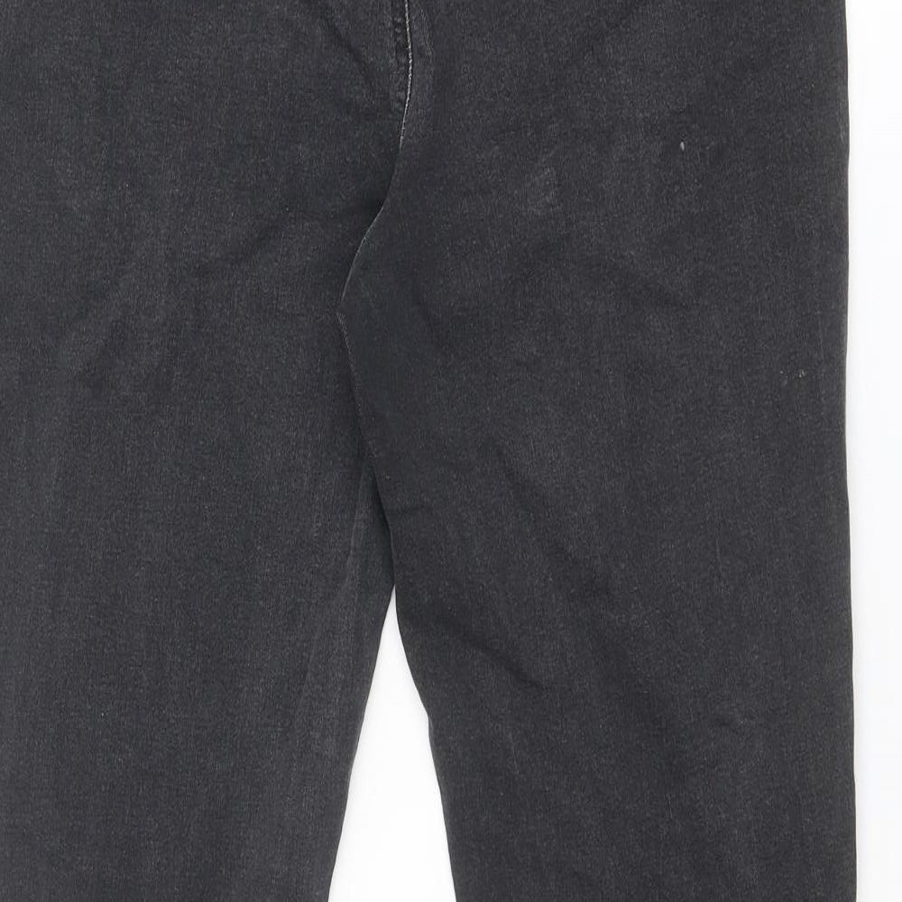 TU Womens Black Cotton Straight Jeans Size 14 Slim Zip