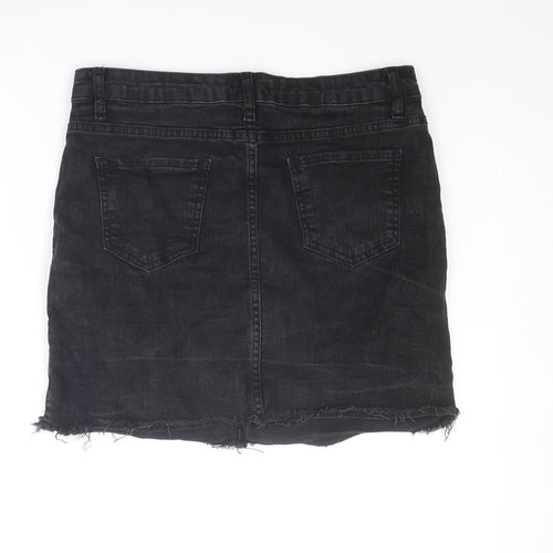 Nasty Gal Womens Black Cotton A-Line Skirt Size 10 Zip