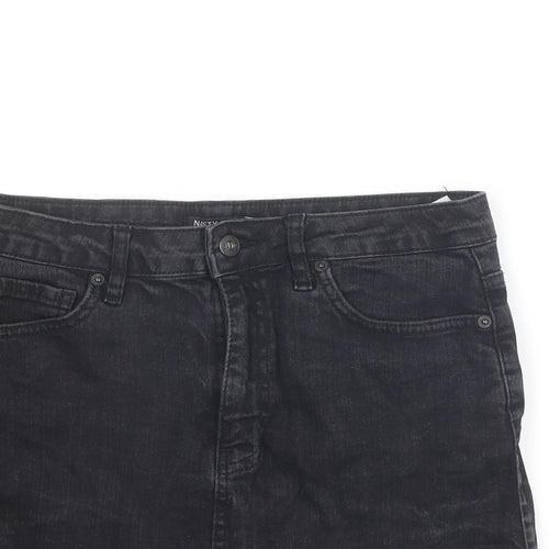 Nasty Gal Womens Black Cotton A-Line Skirt Size 10 Zip