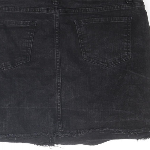 Nasty Gal Womens Black Cotton A-Line Skirt Size 10 Zip