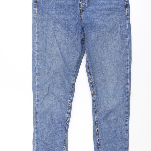 Topshop Womens Blue Cotton Skinny Jeans Size 28 in Regular Zip