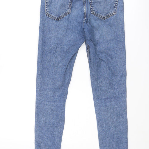 Topshop Womens Blue Cotton Skinny Jeans Size 28 in Regular Zip