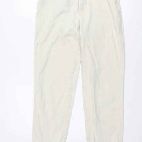 Rookies Womens Ivory Cotton Mom Jeans Size 26 in Regular Zip