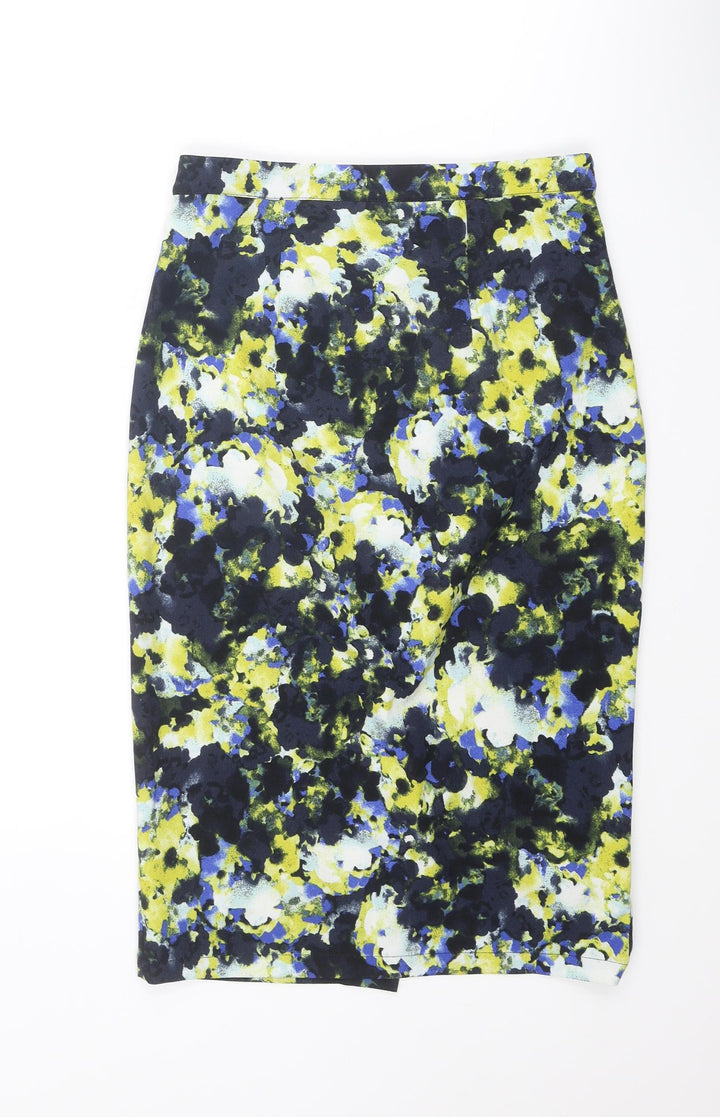Warehouse Womens Multicoloured Geometric Polyester Straight & Pencil Skirt Size 6 Zip