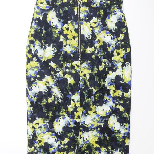 Warehouse Womens Multicoloured Geometric Polyester Straight & Pencil Skirt Size 6 Zip
