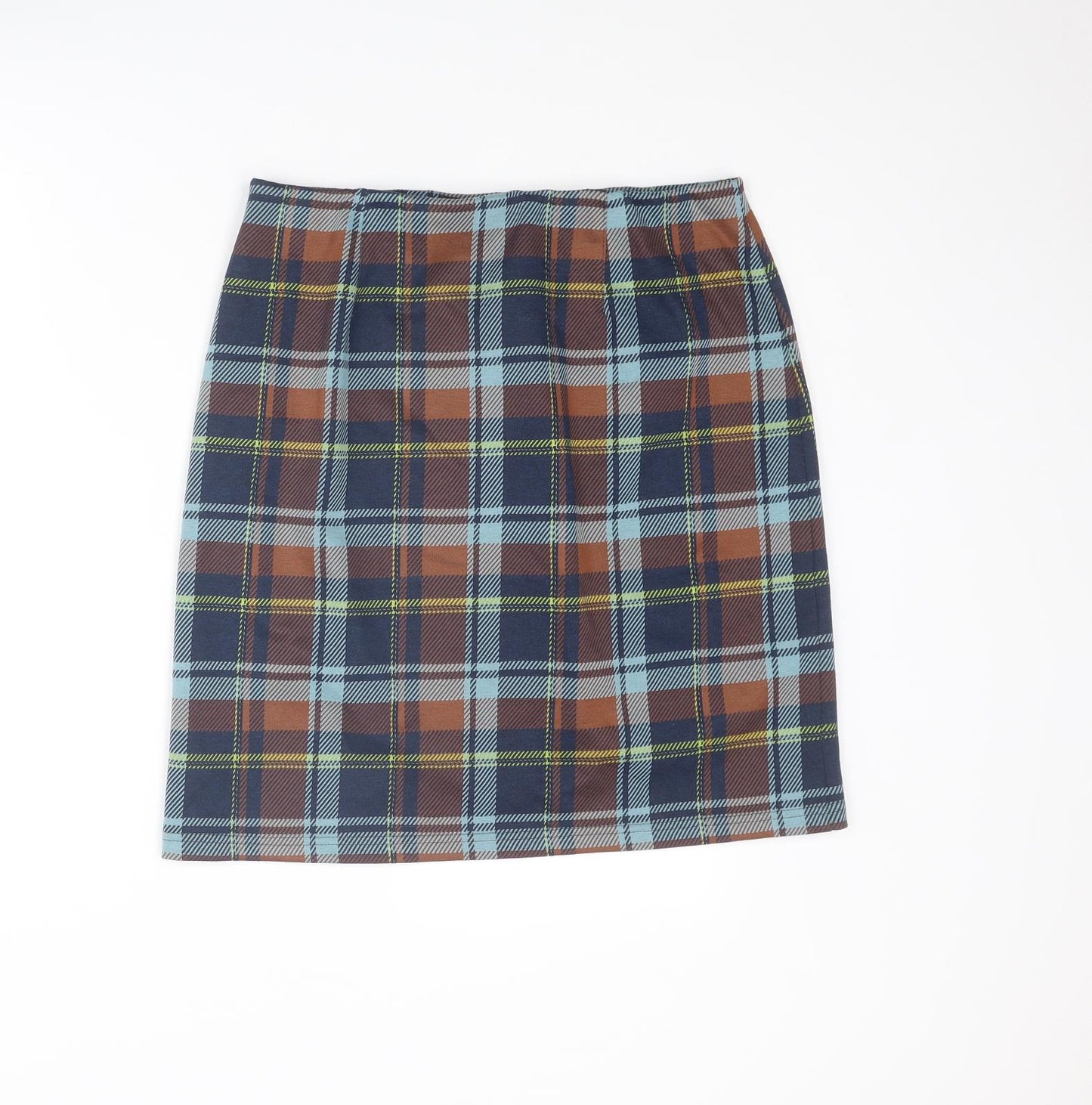 Marks and Spencer Womens Multicoloured Plaid Polyester A-Line Skirt Size 12