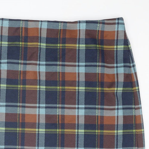 Marks and Spencer Womens Multicoloured Plaid Polyester A-Line Skirt Size 12