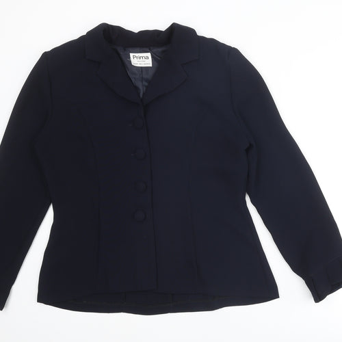 Prima Womens Blue Jacket Blazer Size 14 Button