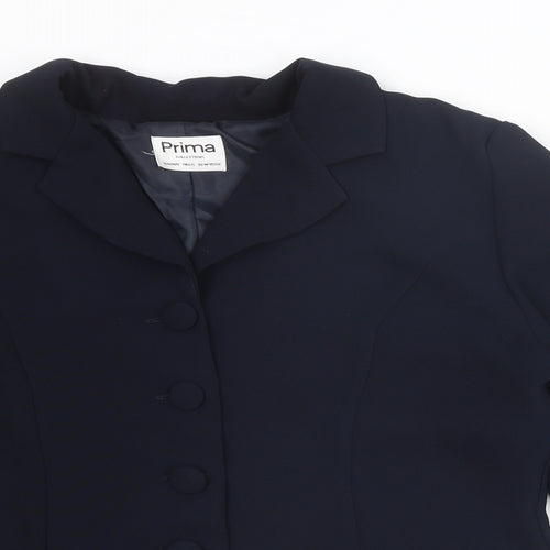 Prima Womens Blue Jacket Blazer Size 14 Button