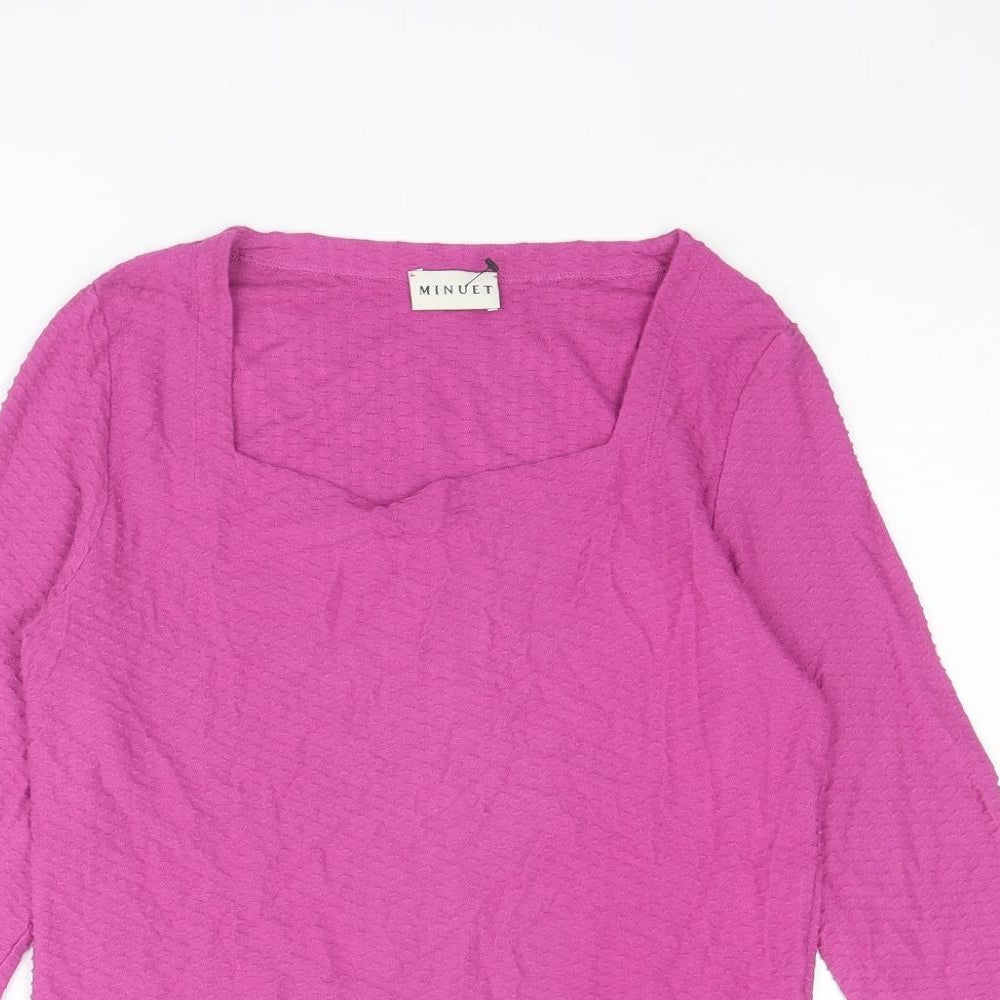 Minuet Womens Pink Viscose Basic Blouse Size 12 Square Neck