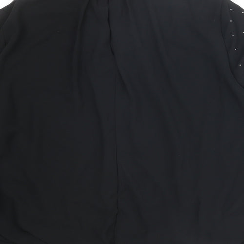 QED London Womens Black Polyester Basic Blouse Size M Mock Neck