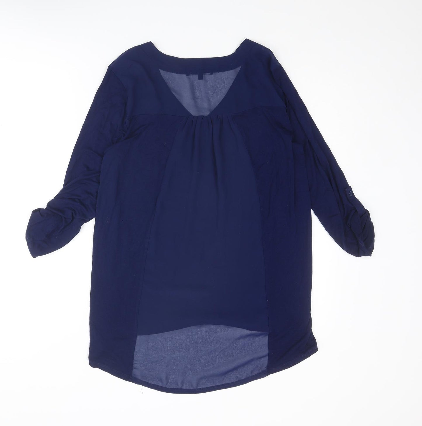 Cable & Gauge Womens Blue Viscose Basic Blouse Size S V-Neck