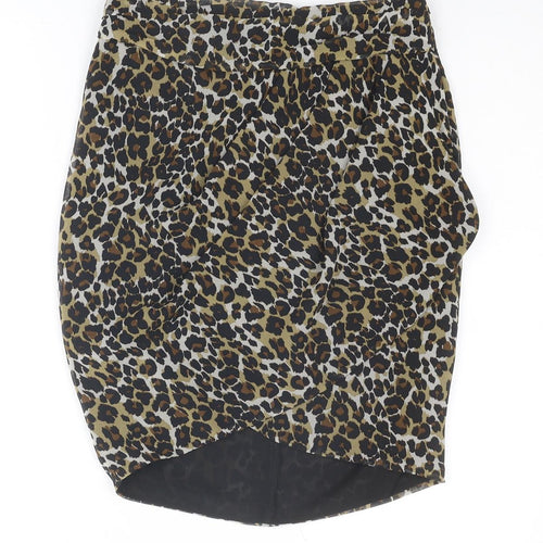 Mango Womens Multicoloured Animal Print Polyester A-Line Skirt Size 8 Zip - Leopard pattern