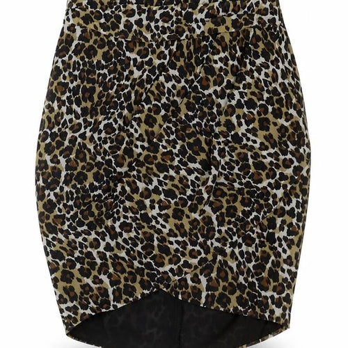 Mango Womens Multicoloured Animal Print Polyester A-Line Skirt Size 8 Zip - Leopard pattern