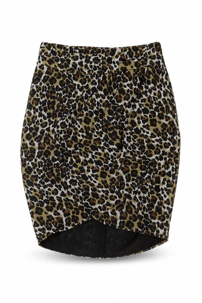 Mango Womens Multicoloured Animal Print Polyester A-Line Skirt Size 8 Zip - Leopard pattern
