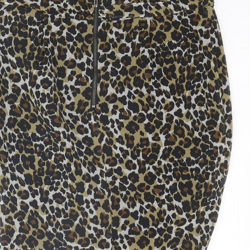 Mango Womens Multicoloured Animal Print Polyester A-Line Skirt Size 8 Zip - Leopard pattern