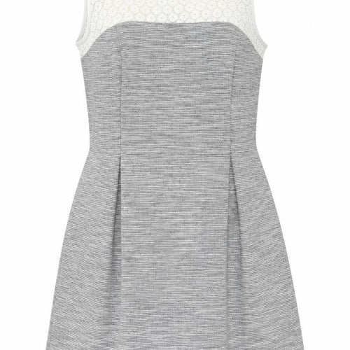 Dorothy Perkins Womens Grey Colourblock Cotton Shift Size 14 Round Neck Zip