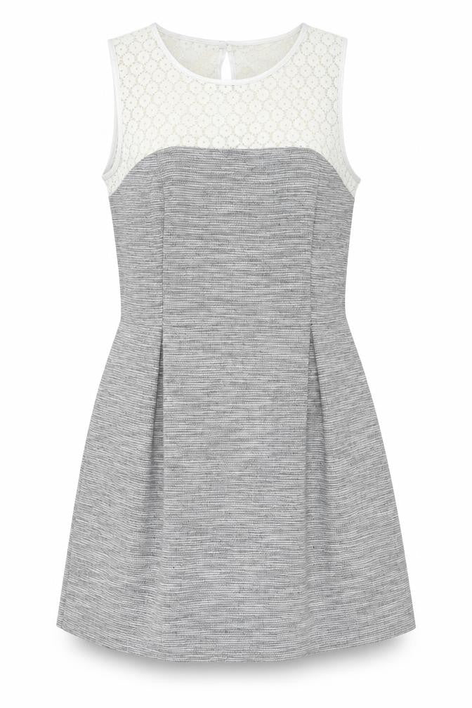 Dorothy Perkins Womens Grey Colourblock Cotton Shift Size 14 Round Neck Zip