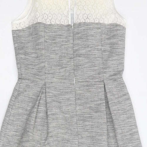 Dorothy Perkins Womens Grey Colourblock Cotton Shift Size 14 Round Neck Zip