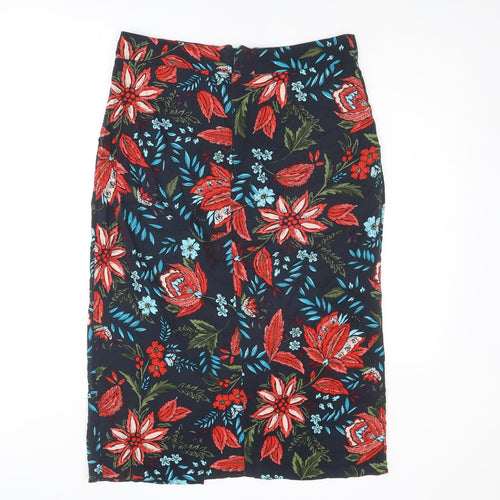 Warehouse Womens Multicoloured Floral Viscose A-Line Skirt Size 14 Zip