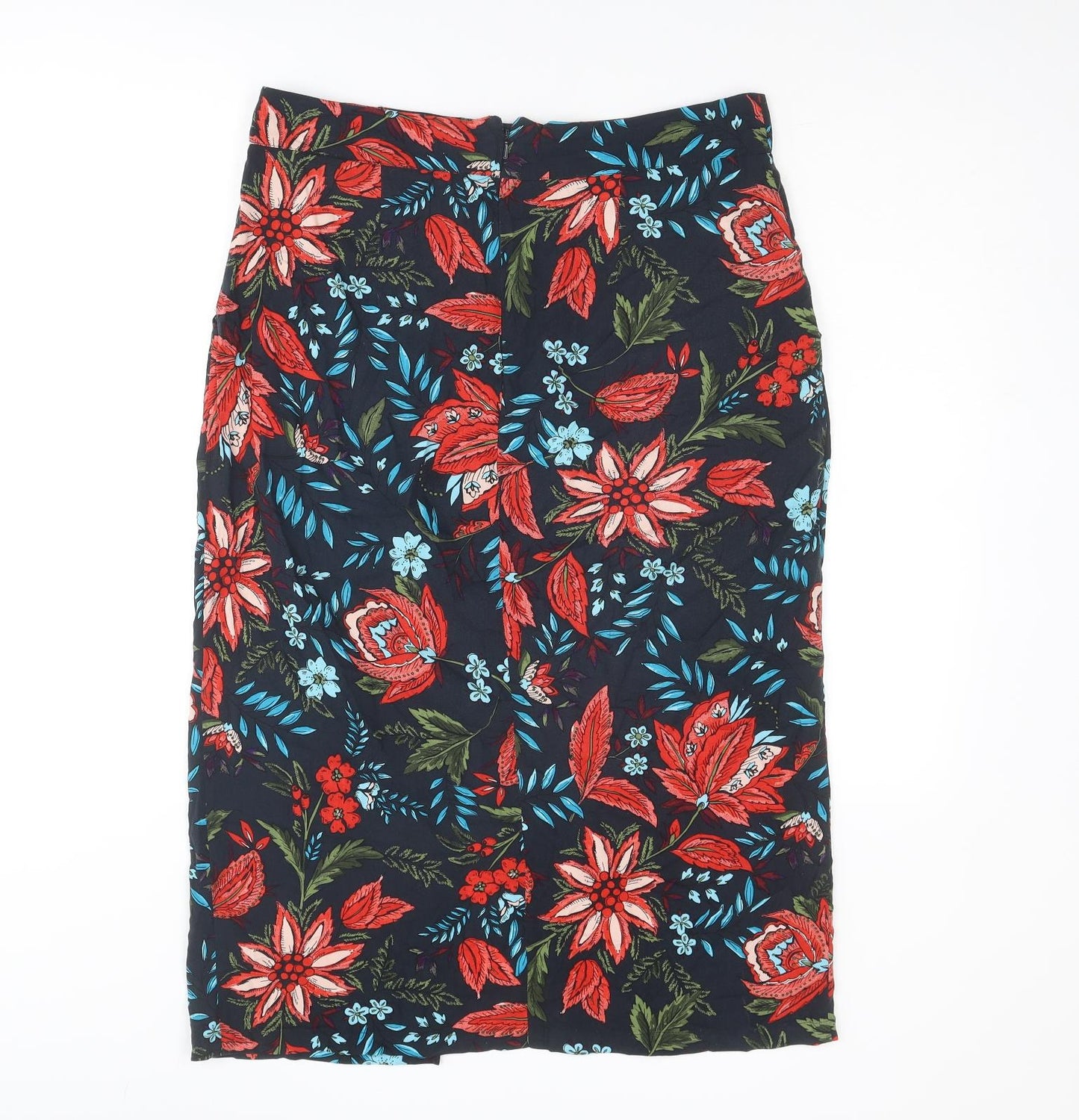 Warehouse Womens Multicoloured Floral Viscose A-Line Skirt Size 14 Zip