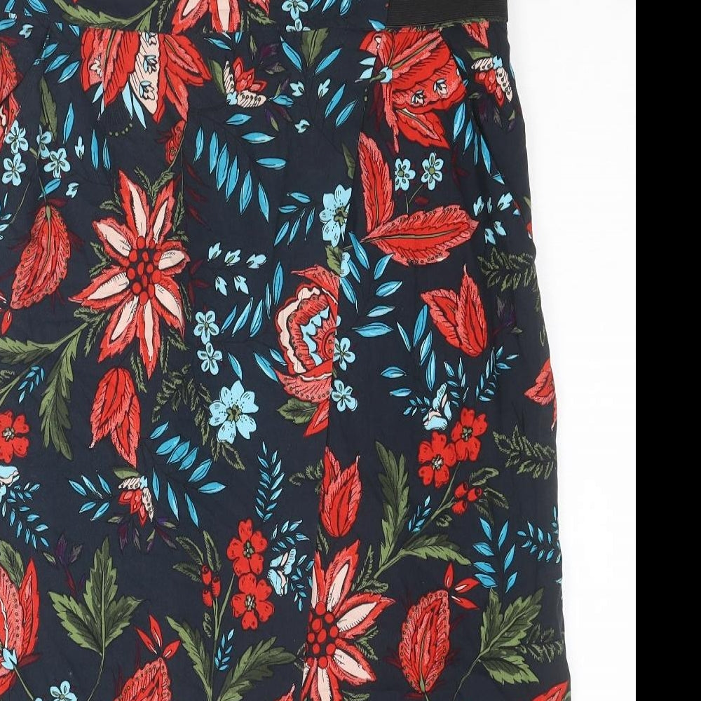 Warehouse Womens Multicoloured Floral Viscose A-Line Skirt Size 14 Zip