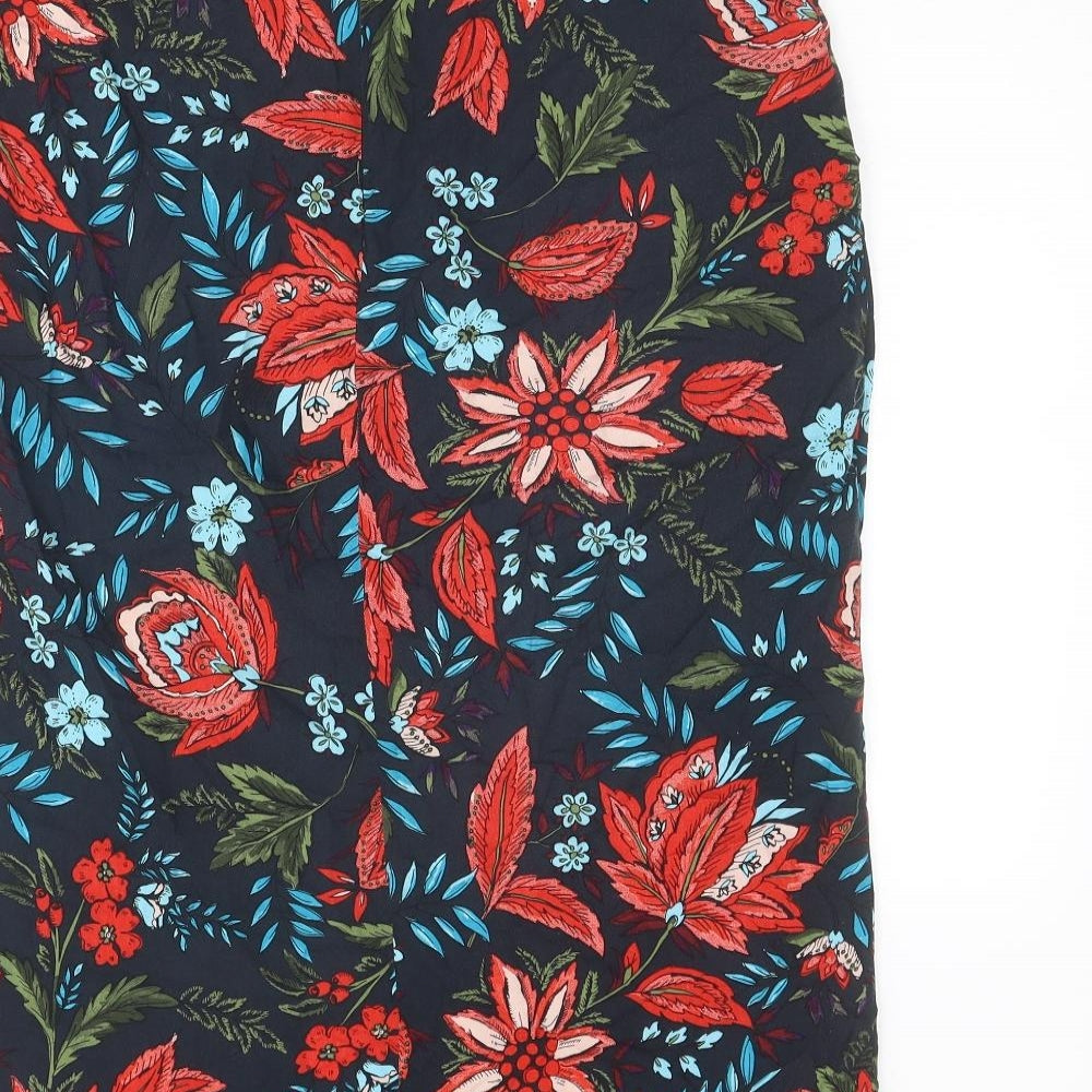 Warehouse Womens Multicoloured Floral Viscose A-Line Skirt Size 14 Zip
