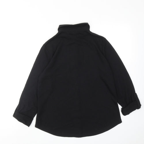 Dorothy Perkins Womens Black Polyester Basic Button-Up Size 12 Collared