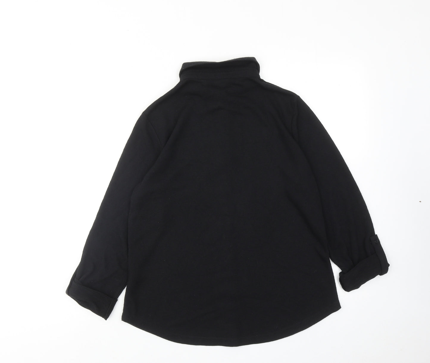 Dorothy Perkins Womens Black Polyester Basic Button-Up Size 12 Collared