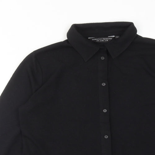 Dorothy Perkins Womens Black Polyester Basic Button-Up Size 12 Collared