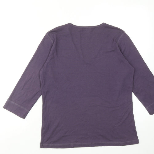 INTOWN Womens Purple Cotton Basic Blouse Size M V-Neck