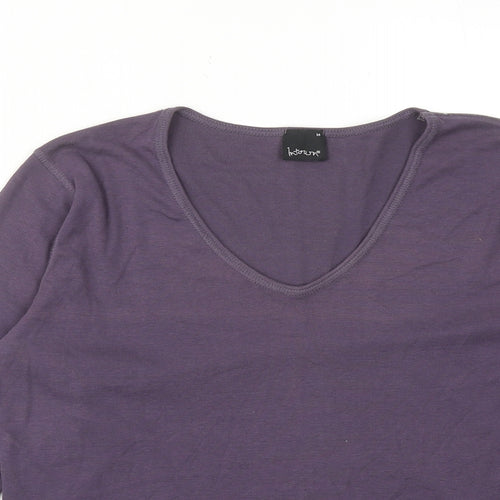 INTOWN Womens Purple Cotton Basic Blouse Size M V-Neck