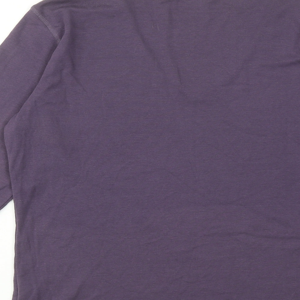 INTOWN Womens Purple Cotton Basic Blouse Size M V-Neck