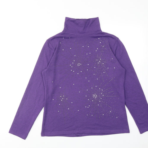 Auburn Womens Purple High Neck Polyester Pullover Jumper Size S