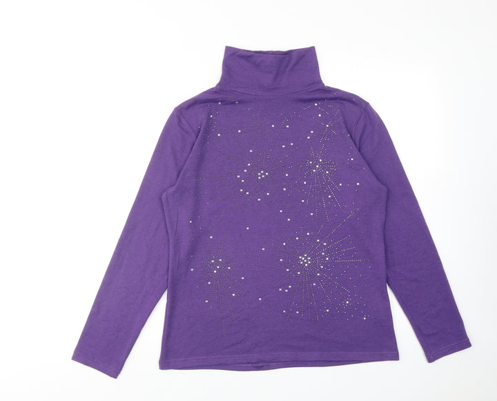 Auburn Womens Purple High Neck Polyester Pullover Jumper Size S