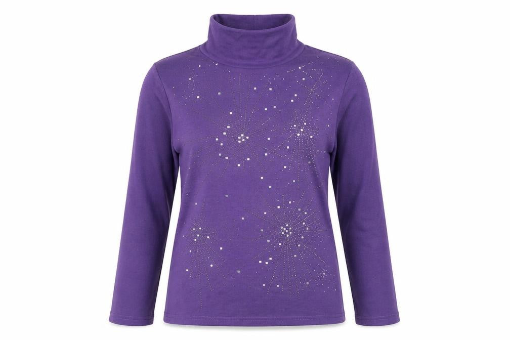Front view of Auburn women’s purple high neck polyester jumper, size S