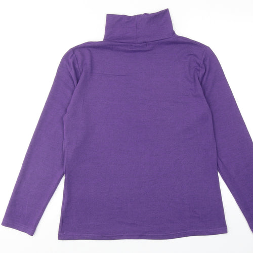 Auburn Womens Purple High Neck Polyester Pullover Jumper Size S