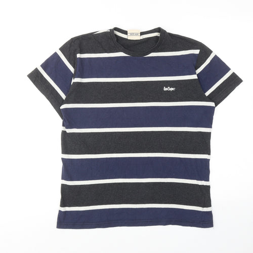 Lee Cooper Mens Multicoloured Striped Cotton T-Shirt Size M Round Neck