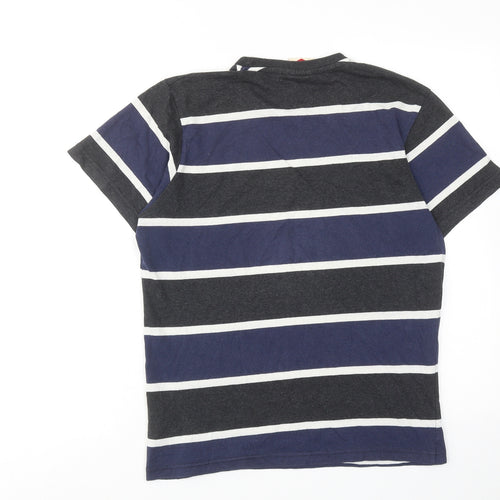 Lee Cooper Mens Multicoloured Striped Cotton T-Shirt Size M Round Neck