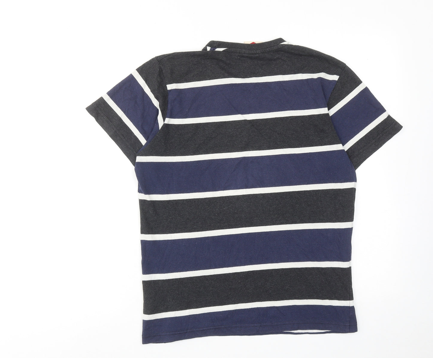 Lee Cooper Mens Multicoloured Striped Cotton T-Shirt Size M Round Neck
