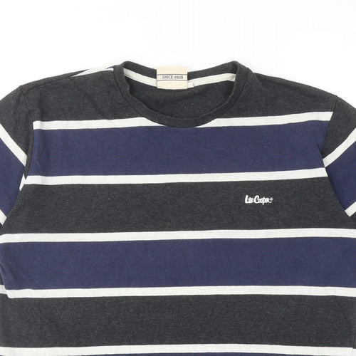 Lee Cooper Mens Multicoloured Striped Cotton T-Shirt Size M Round Neck
