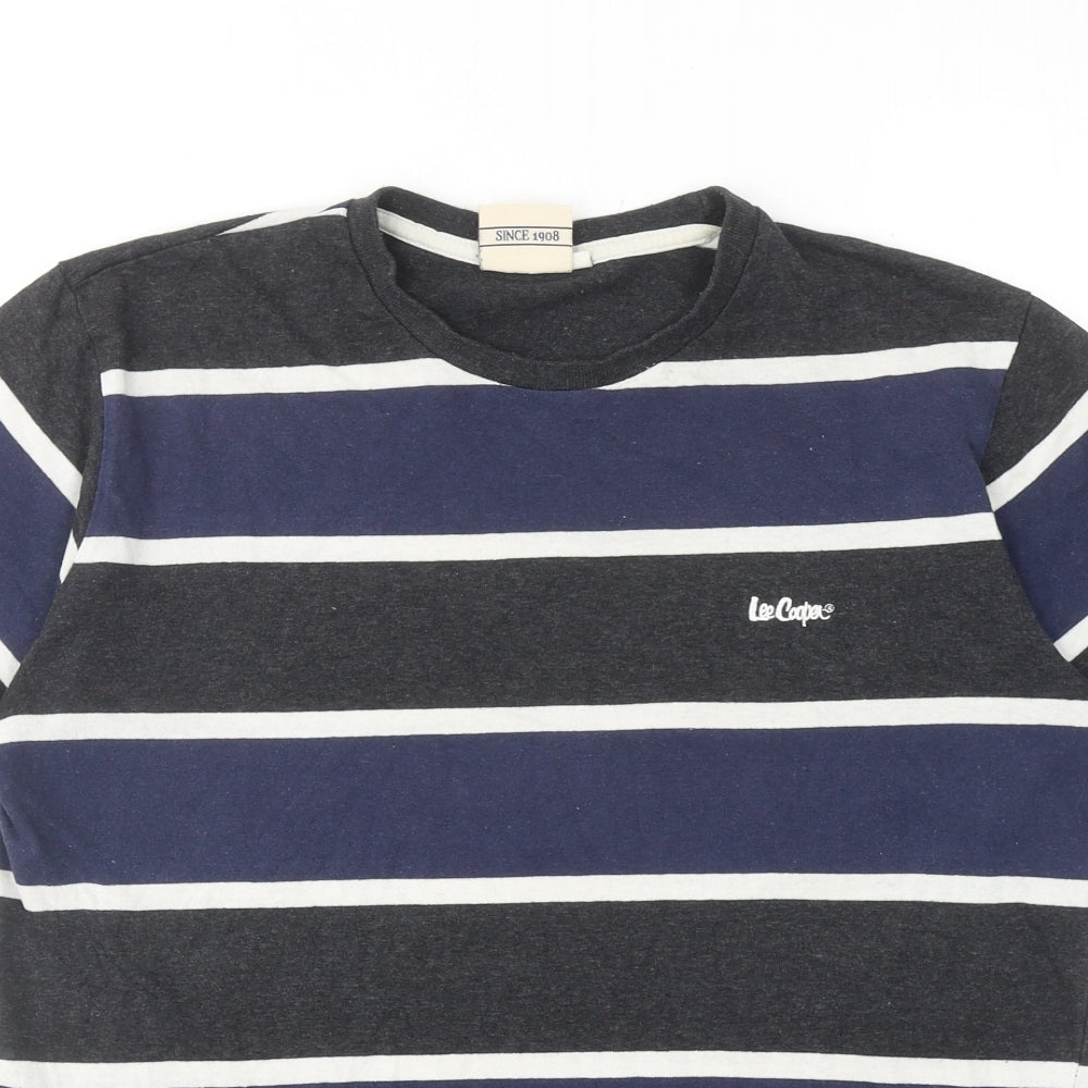 Lee Cooper Mens Multicoloured Striped Cotton T-Shirt Size M Round Neck