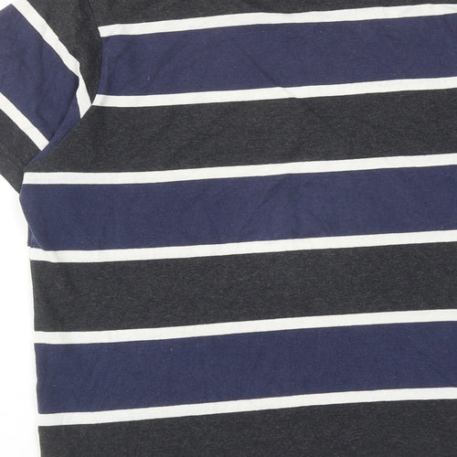 Lee Cooper Mens Multicoloured Striped Cotton T-Shirt Size M Round Neck
