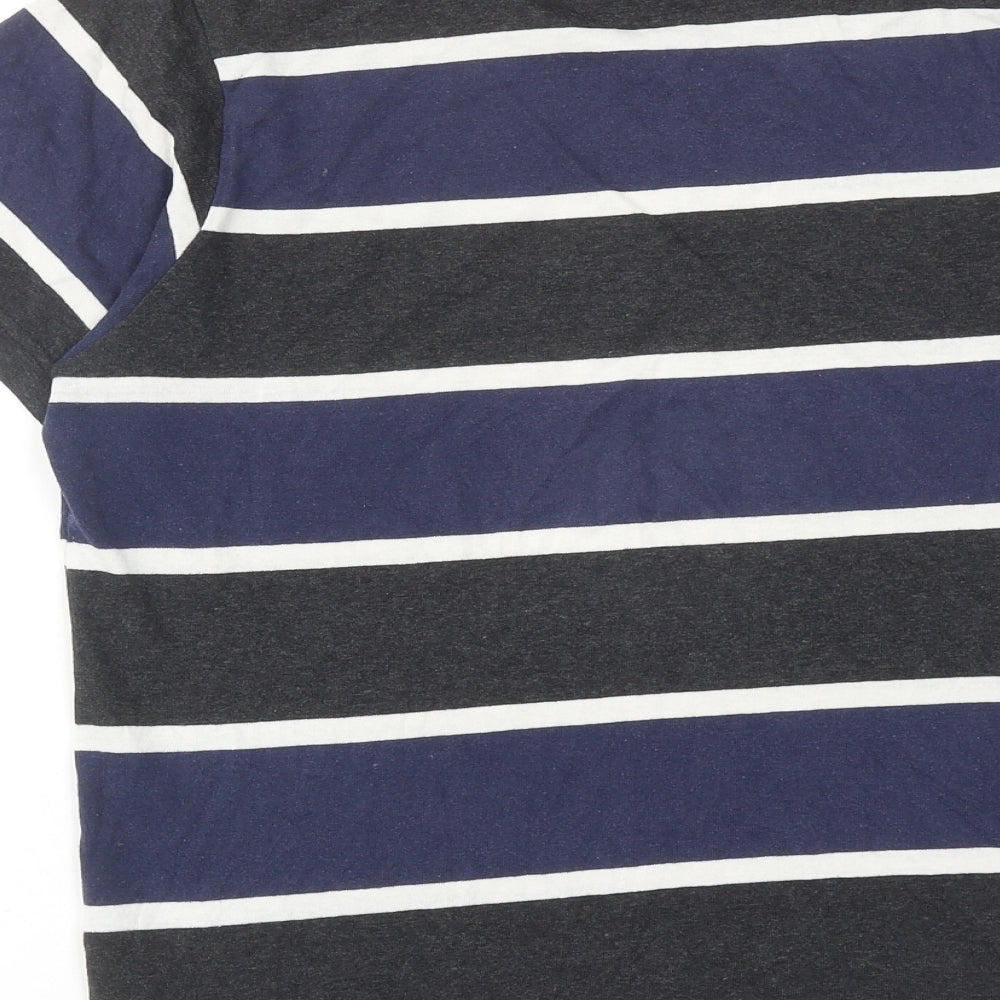Lee Cooper Mens Multicoloured Striped Cotton T-Shirt Size M Round Neck