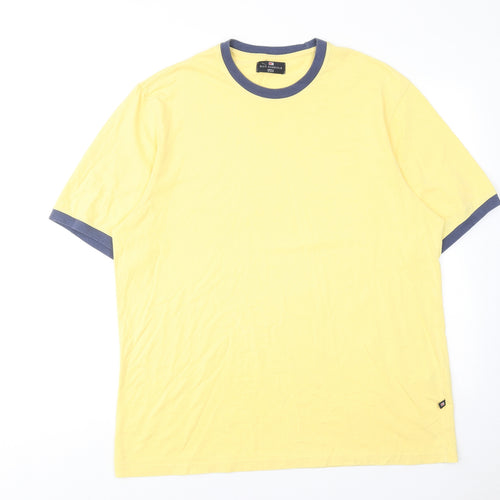 Blue Harbour Mens Yellow Cotton T-Shirt Size L Round Neck