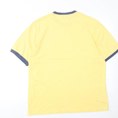 Blue Harbour Mens Yellow Cotton T-Shirt Size L Round Neck